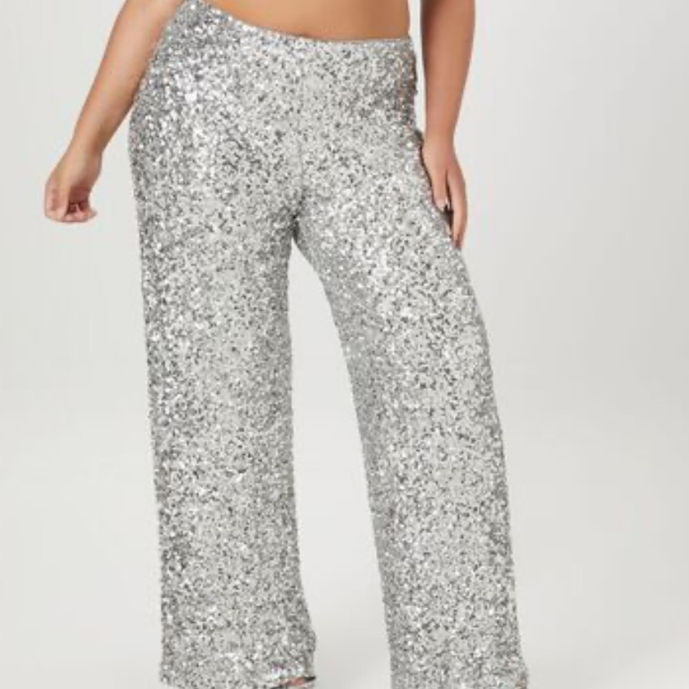Metallic Shimmery silver sequin pant NWT size 3X